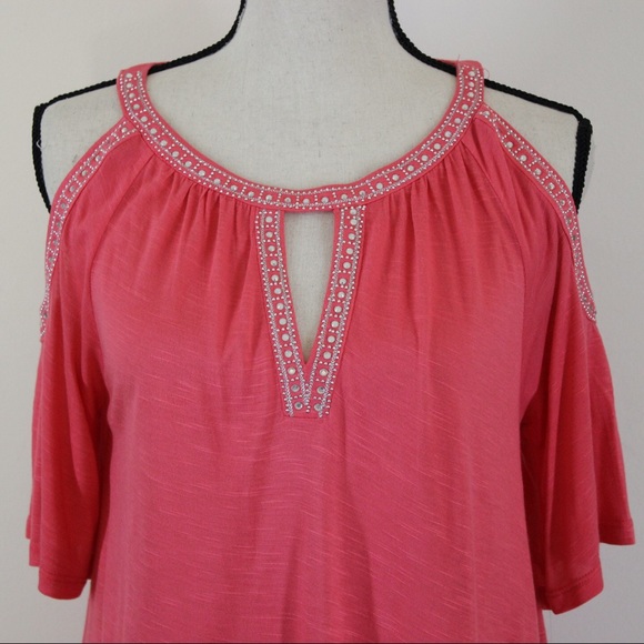 INC International Concepts Tops - NWOT INC Coral Open Shoulder Blouse Size Small